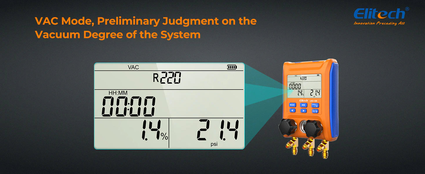 Elitech Digitalt 2-Vägs Manometerställ, Bluetooth, 2 Temperaturklämmor ctscooling ctscooling.com