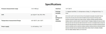 Elitech Digitalt 2-Vägs Manometerställ, Bluetooth, 2 Temperaturklämmor ctscooling ctscooling.com